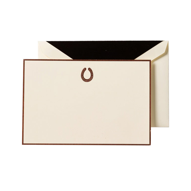 Engraved Horseshoe Ecru Card Set