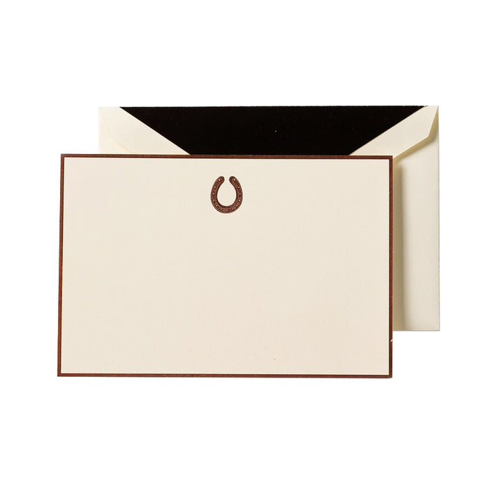 Engraved Horseshoe Ecru Card Set
