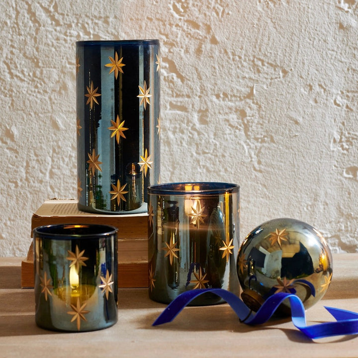 Etched Blue Star Votive