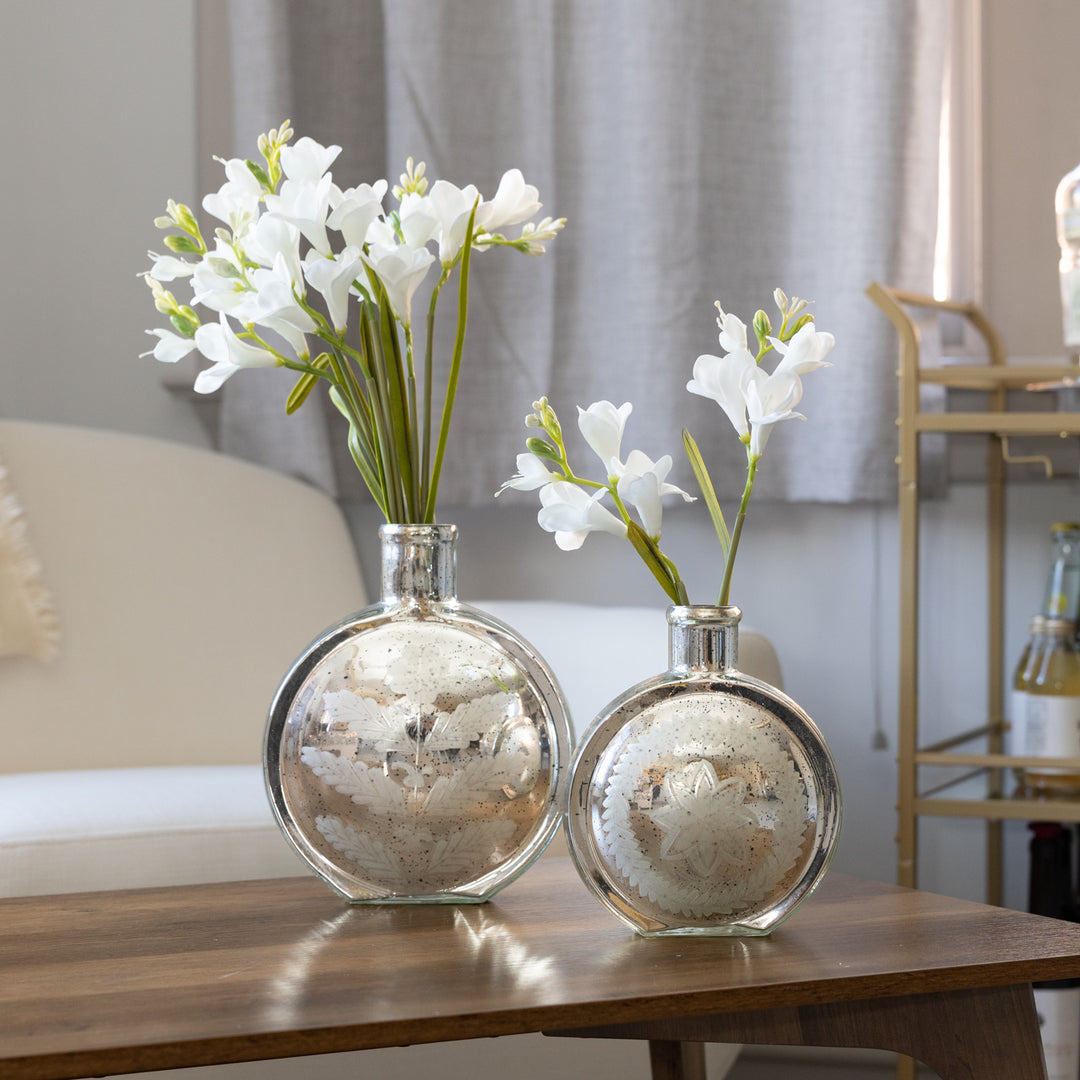 Etched Mercury Glass Vase