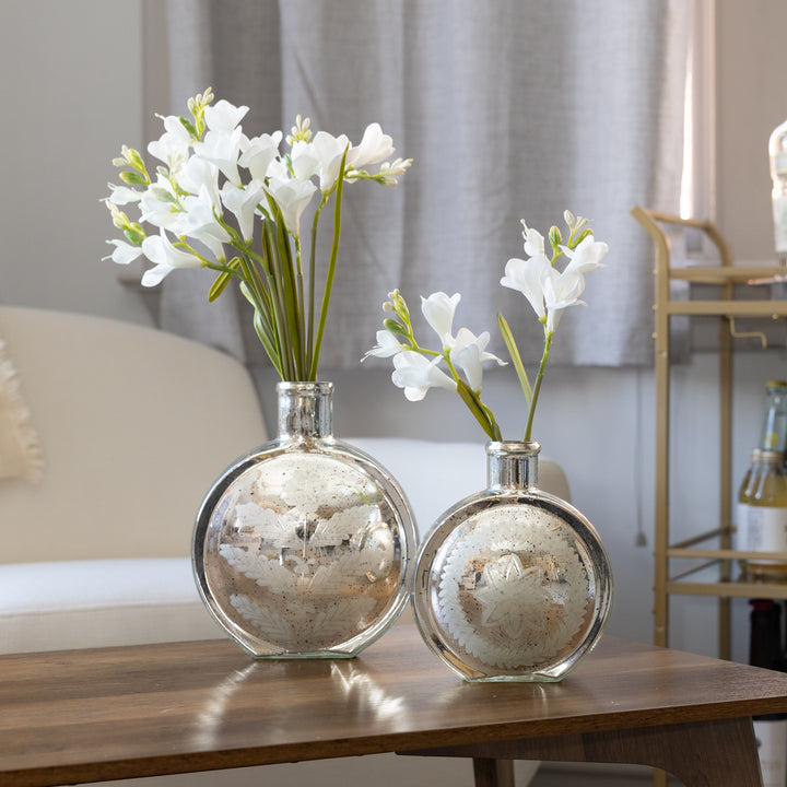 Etched Mercury Glass Vase