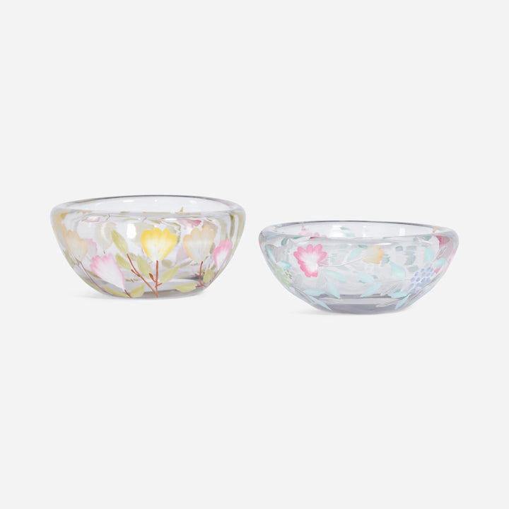 Floral Painted Glass Bowl