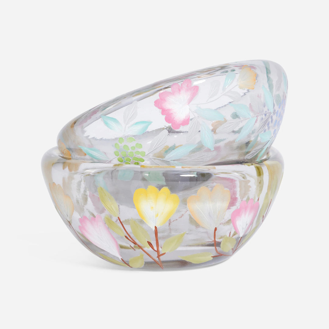 Floral Painted Glass Bowl