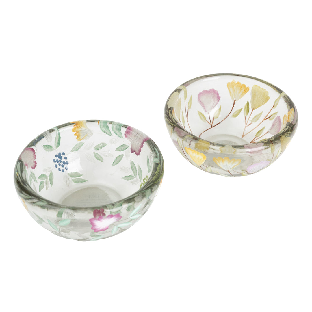 Floral Painted Glass Bowl