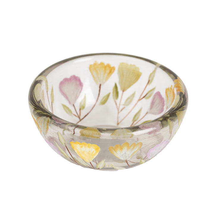Floral Painted Glass Bowl