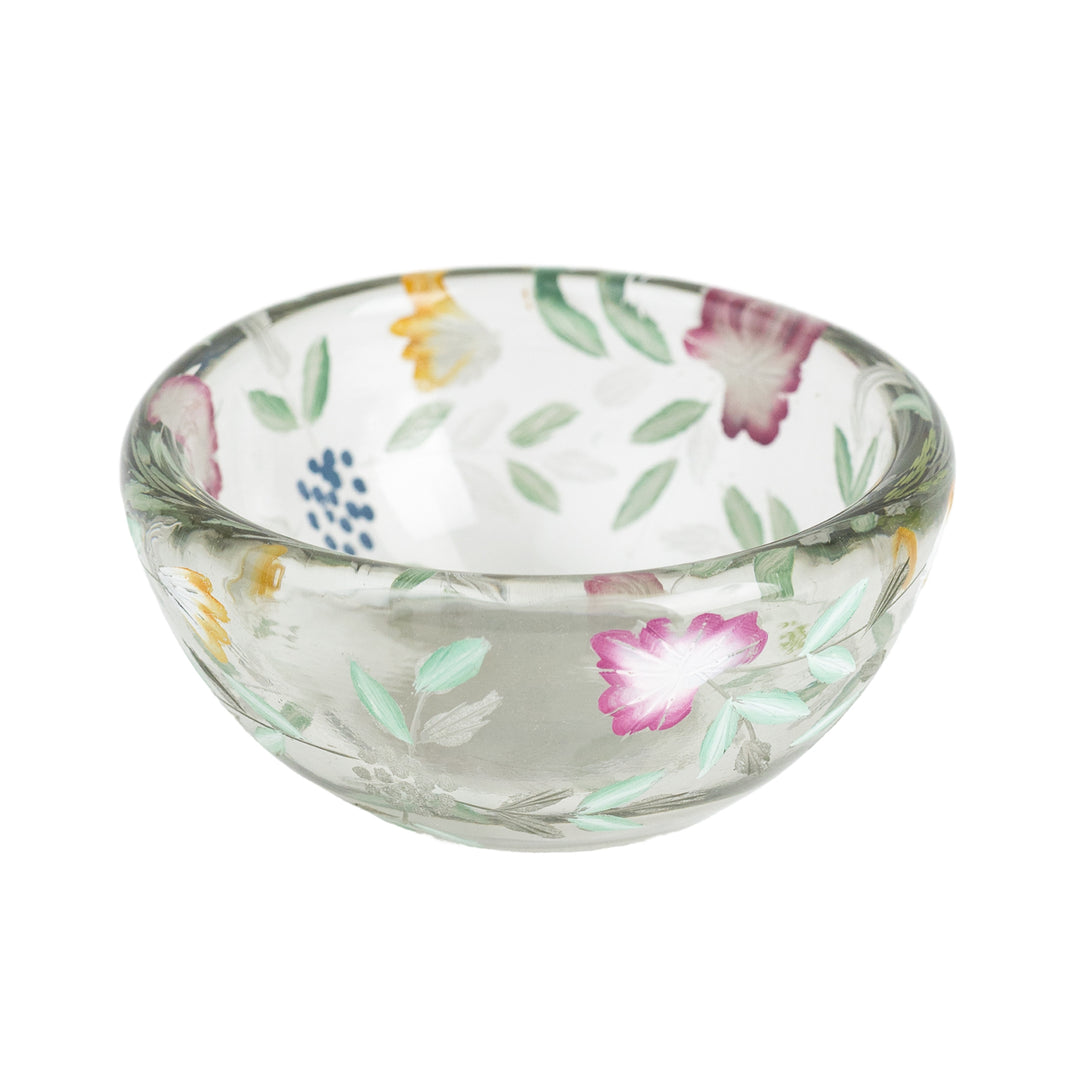 Floral Painted Glass Bowl