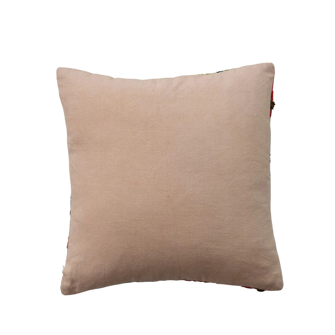 Flower Embroidery 18" Square Pillow