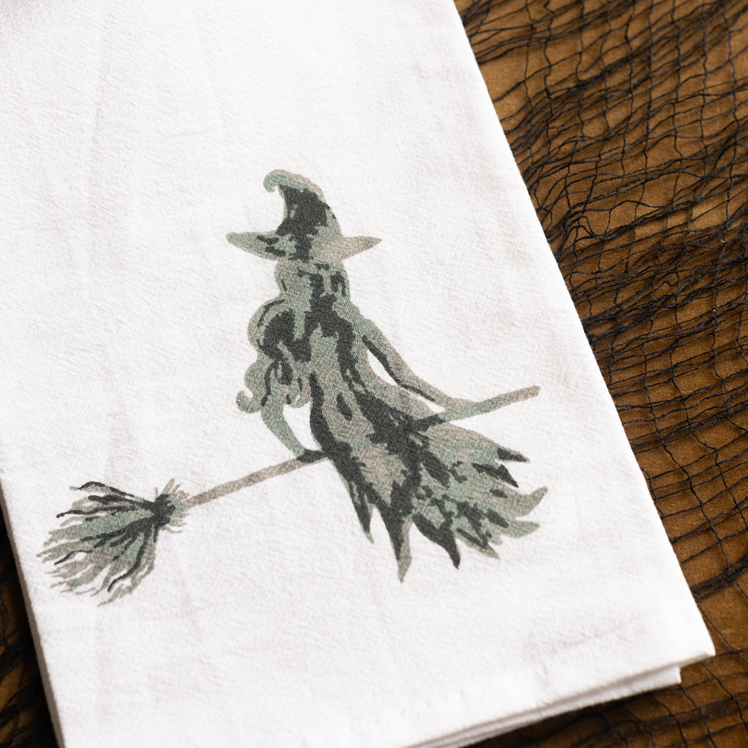 Flying Witch Tea Towel