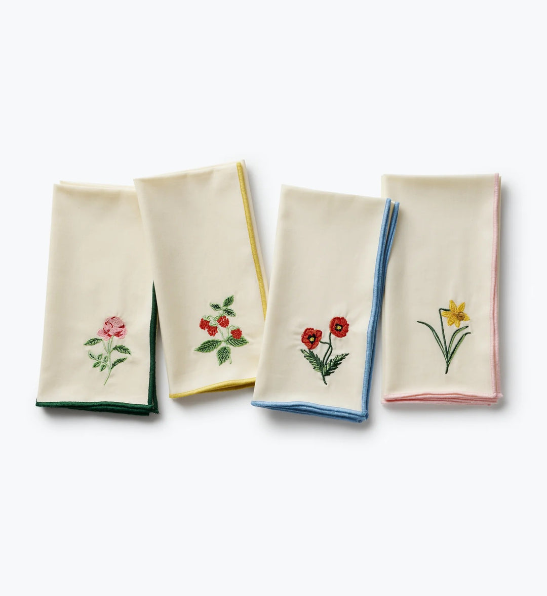 Garden Study Embroidered Cotton Napkins, Set of 4