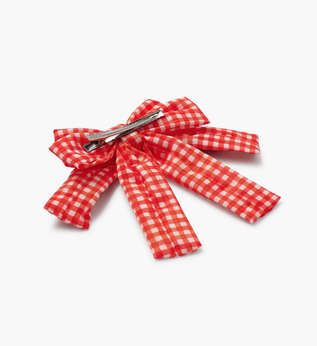 Gingham Cherries Embroidered Hair Bow