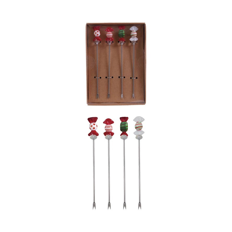 Glass Candy Cocktail Pick Set