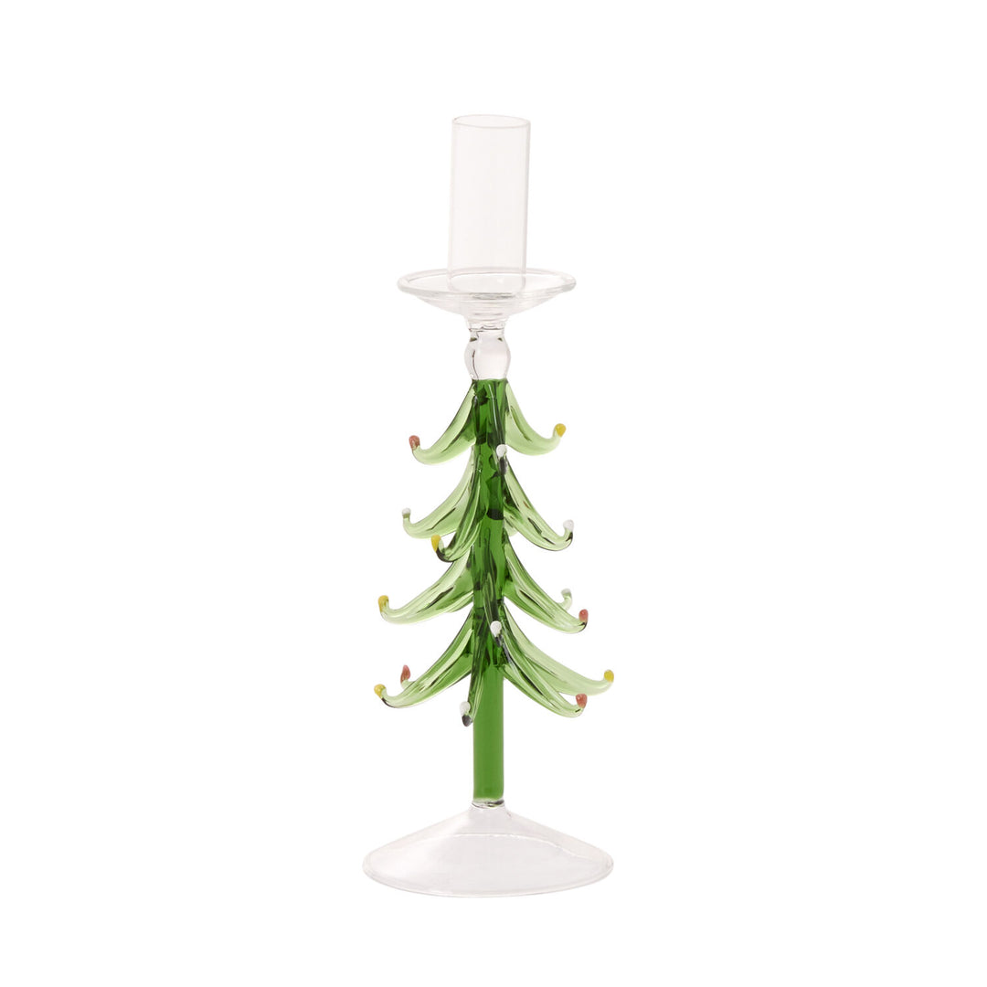Glass Christmas Tree Taper Holder
