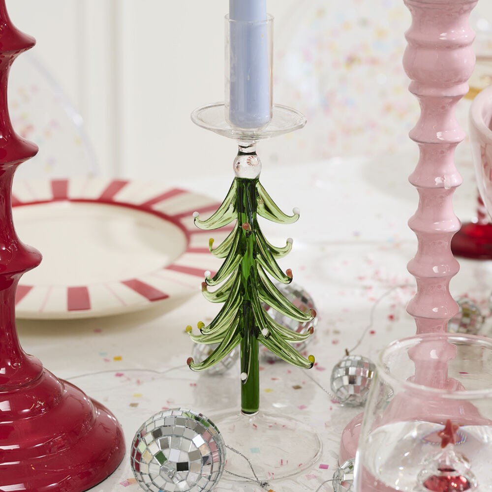 Glass Christmas Tree Taper Holder