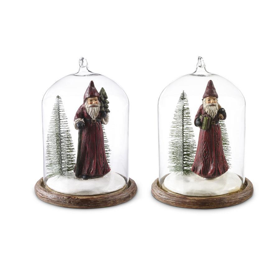 Glass Dome Santa Ornament