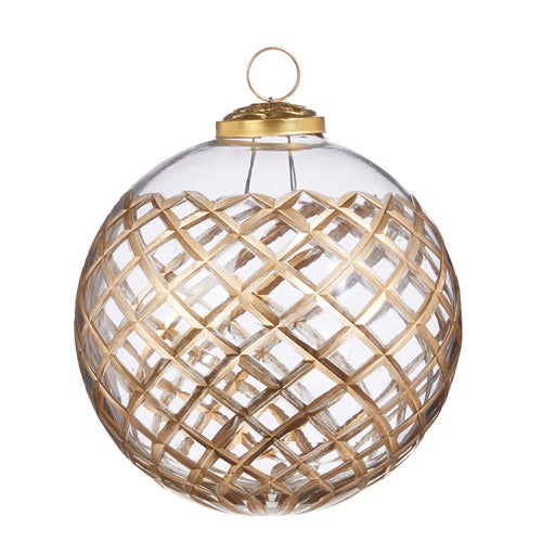 Gold Etched Quilted Ball Ornament