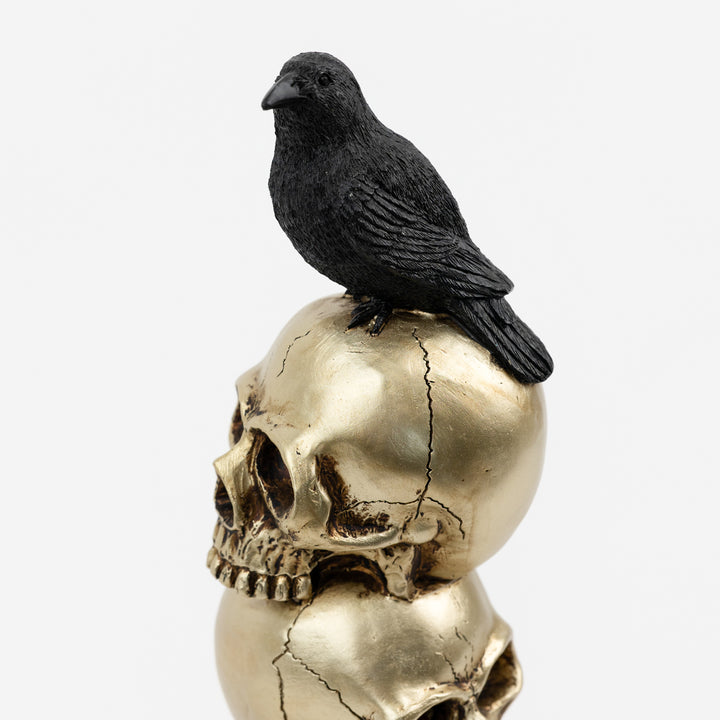 Gold Resin Skull &amp; Book Stack
