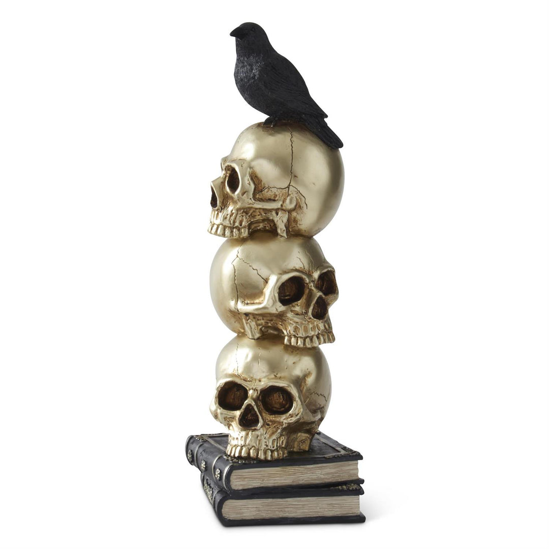 Gold Resin Skull &amp; Book Stack
