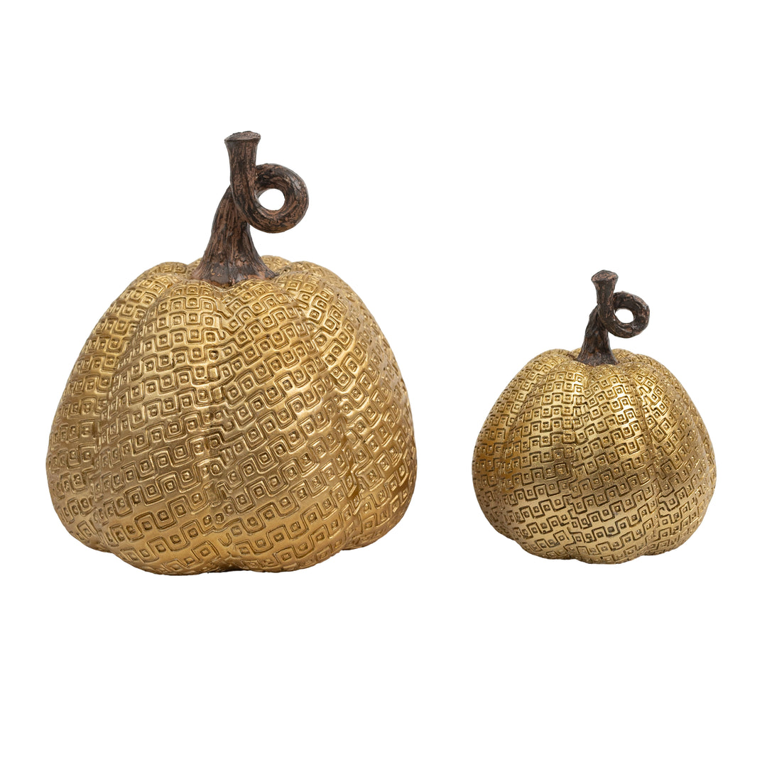 Gold Embossed Resin Pumpkin