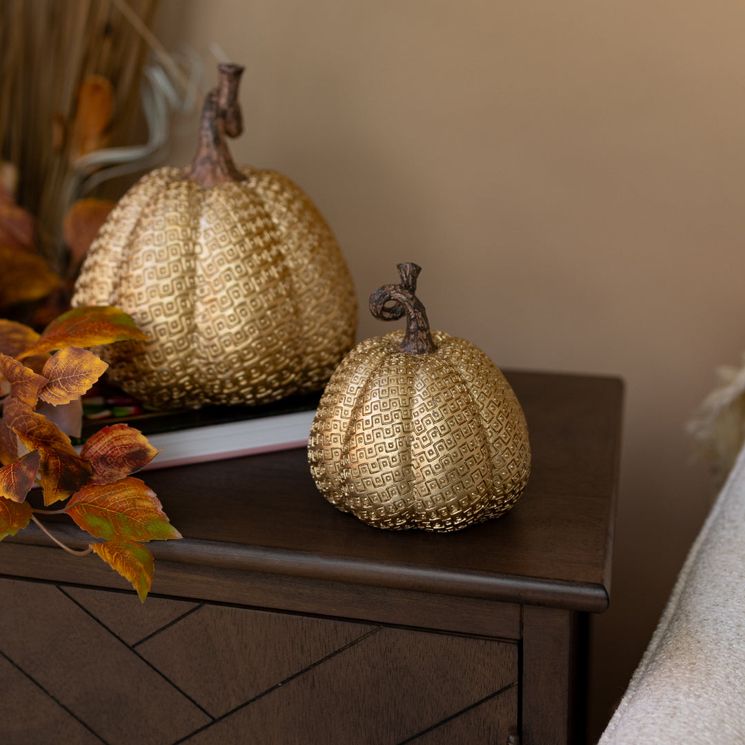 Gold Embossed Resin Pumpkin
