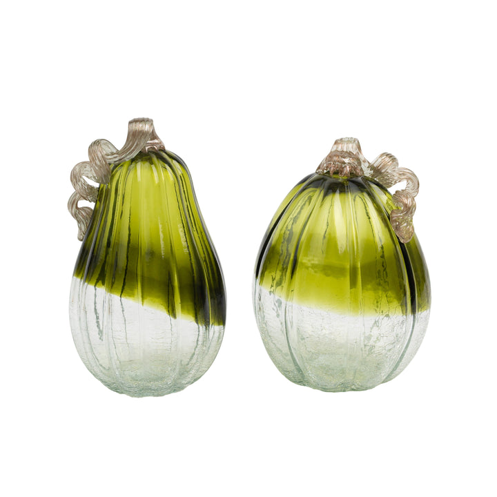 Green Crackle Glass Pumpkin