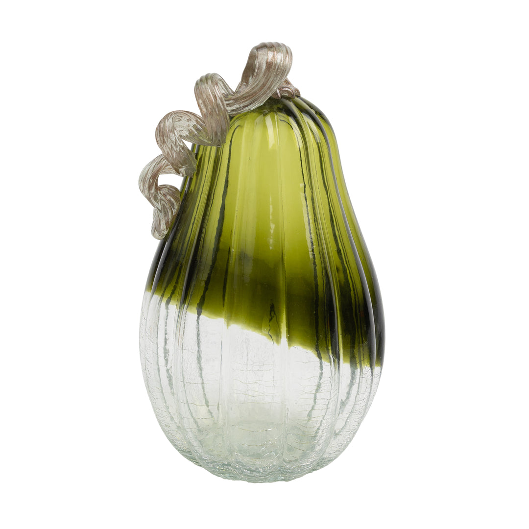 Green Crackle Glass Pumpkin