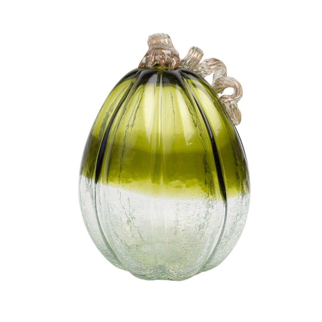 Green Crackle Glass Pumpkin
