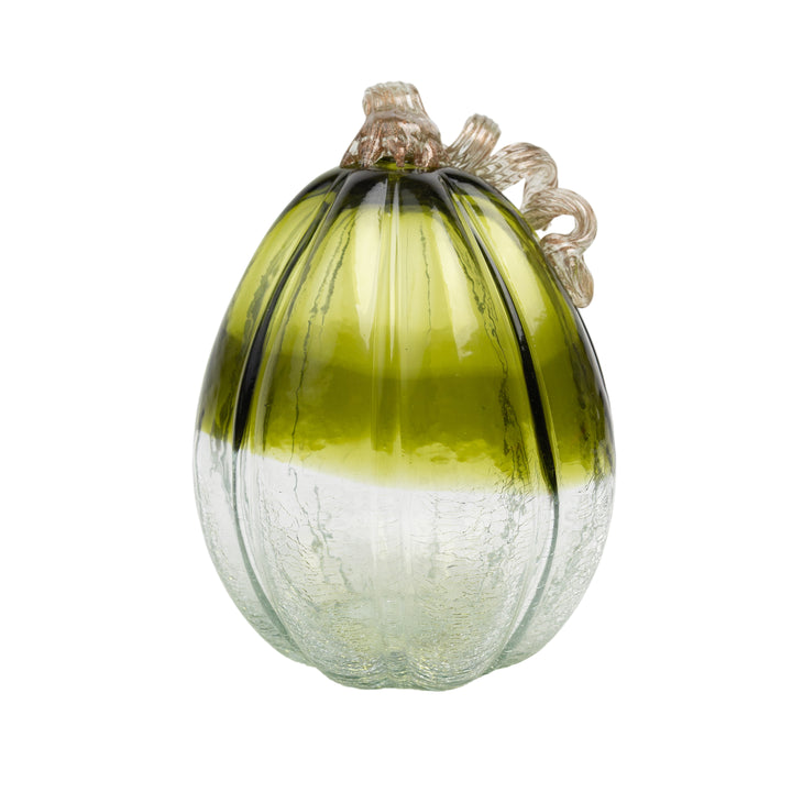 Green Crackle Glass Pumpkin