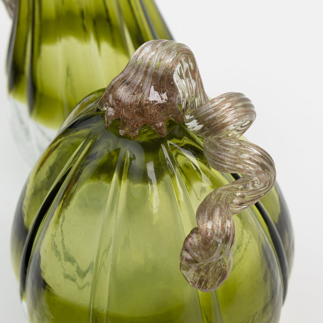 Green Crackle Glass Pumpkin