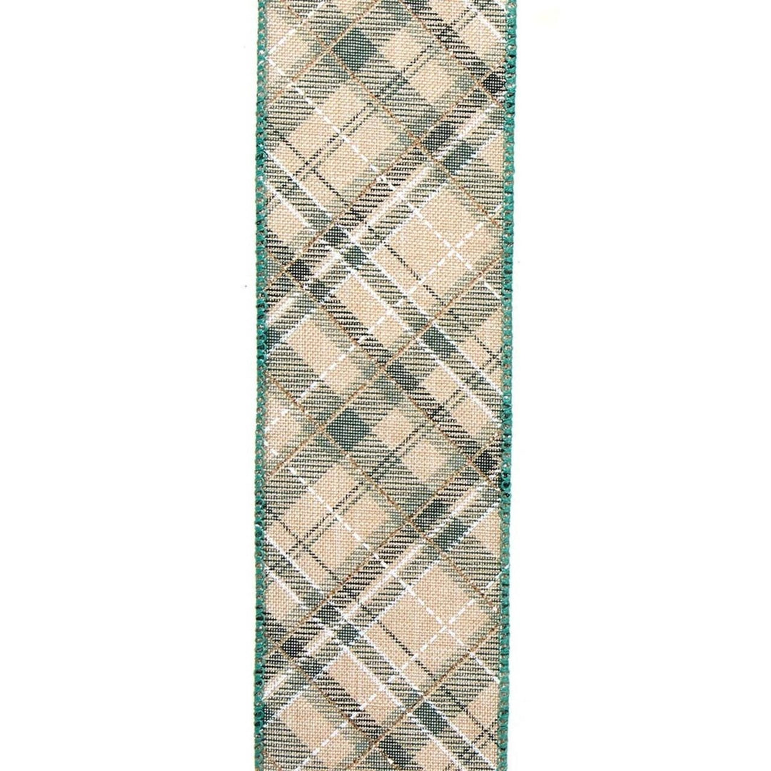 Green Plaid Wired Ribbon