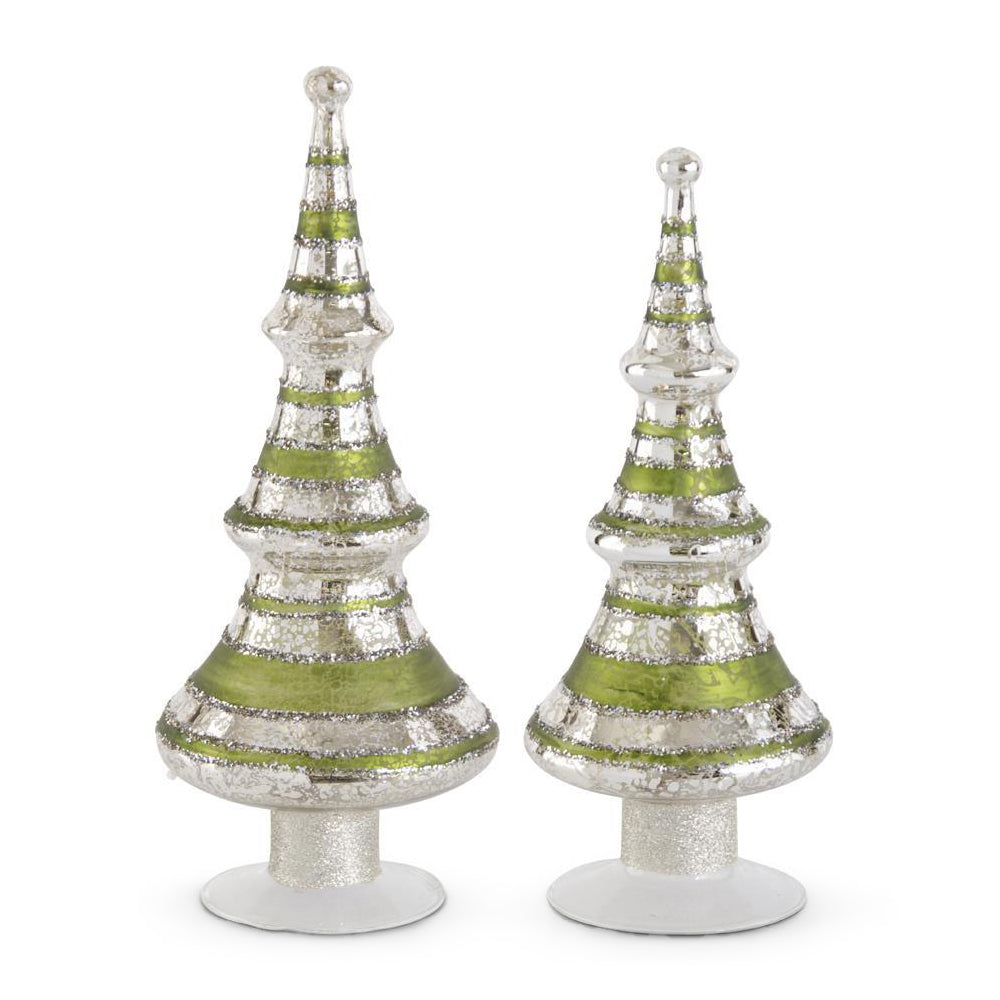 Green Stripe Mercury Glass Tree