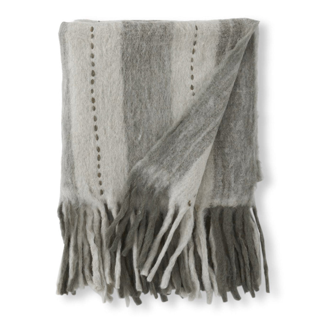 Grey & Cream Striped Woven Throw
