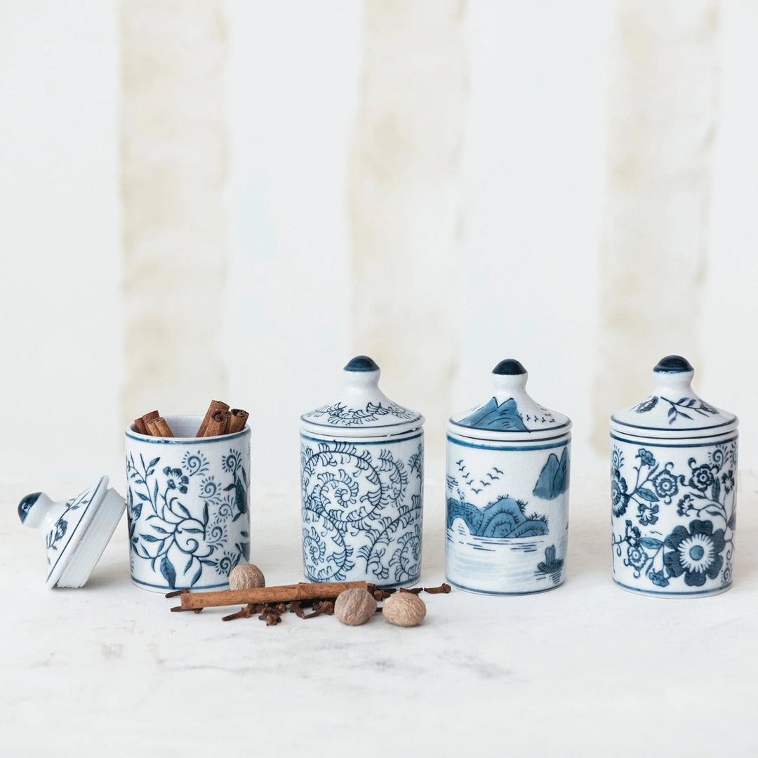 Hand Painted Stoneware Spice Jar