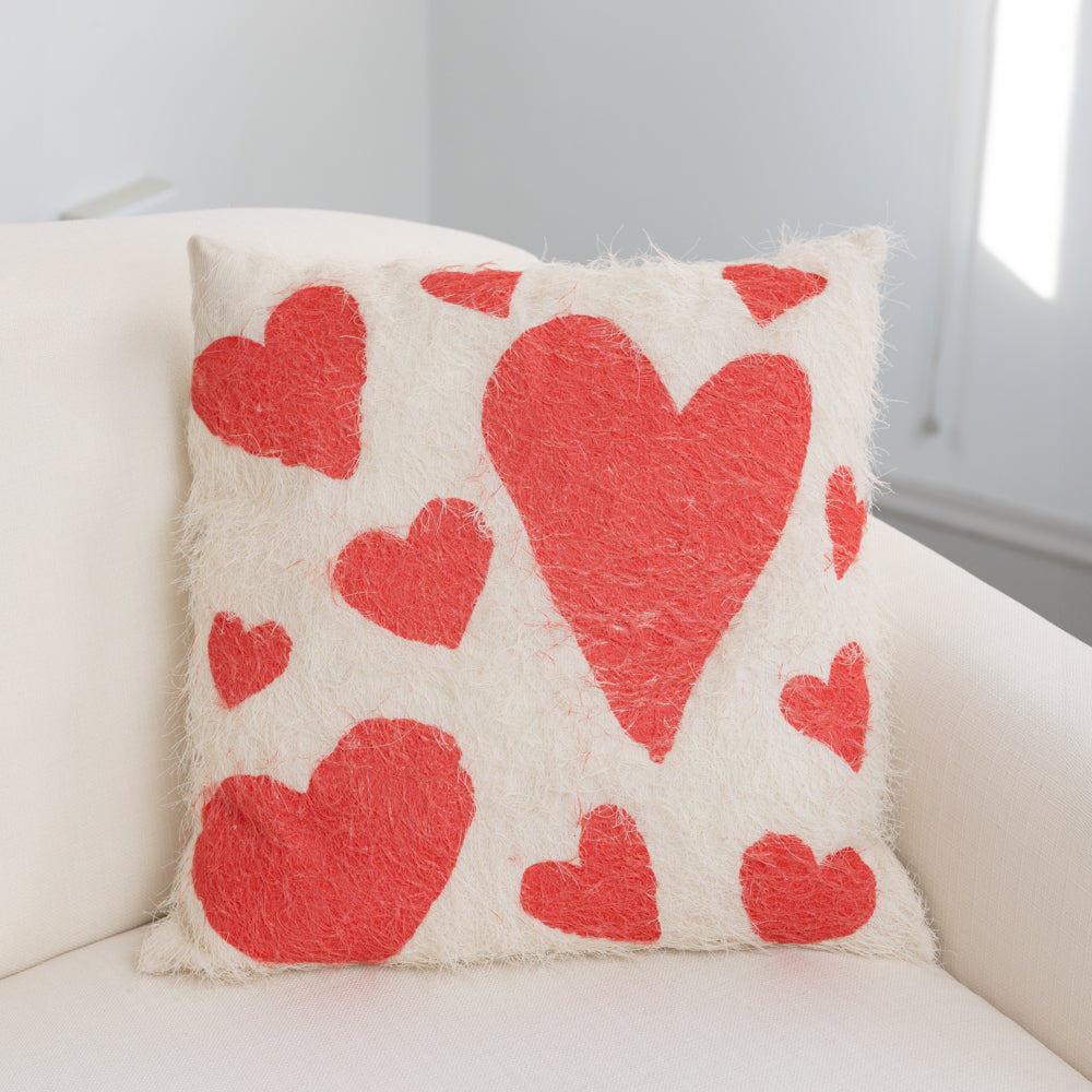 Hearts Printed Throw Pillow