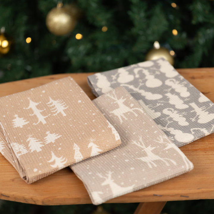 Holiday Icon Cotton Waffle Tea Towel