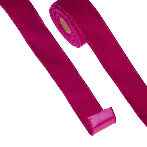 Hot Pink Velvet Wired Ribbon