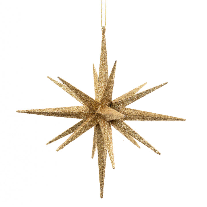 Large 18 Point Gold Glitter Star Ornament