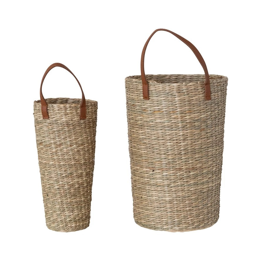 Leather Handle Seagrass Basket