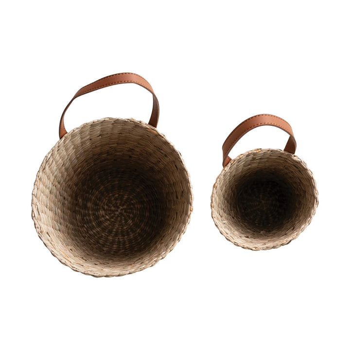 Leather Handle Seagrass Basket