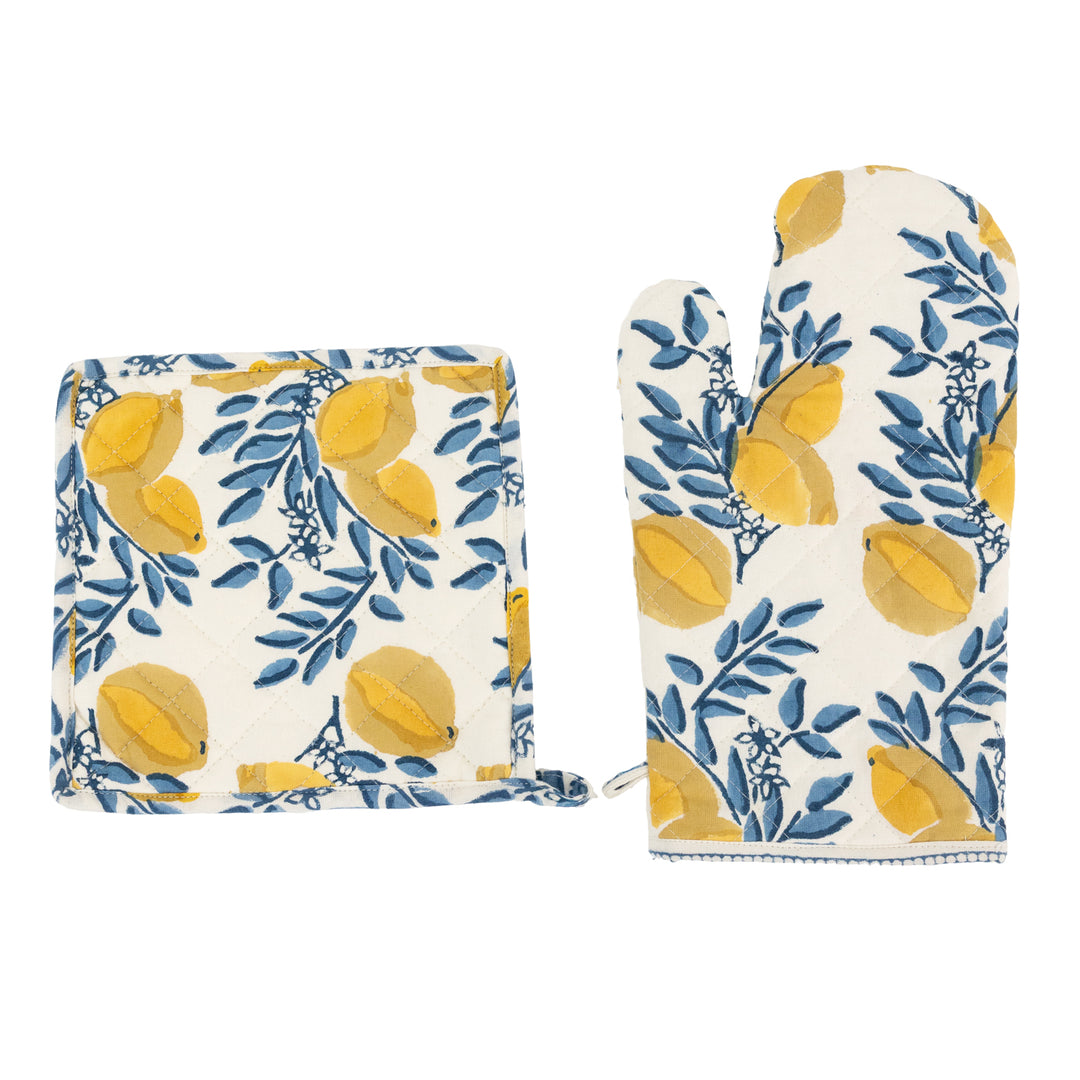 Lemon Vine Oven Mitt Set
