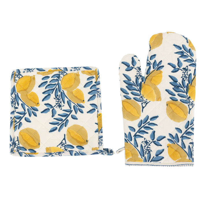Lemon Vine Oven Mitt Set