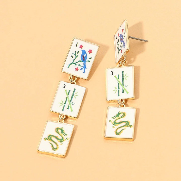 Mahjong Triple Tile Drop Earring