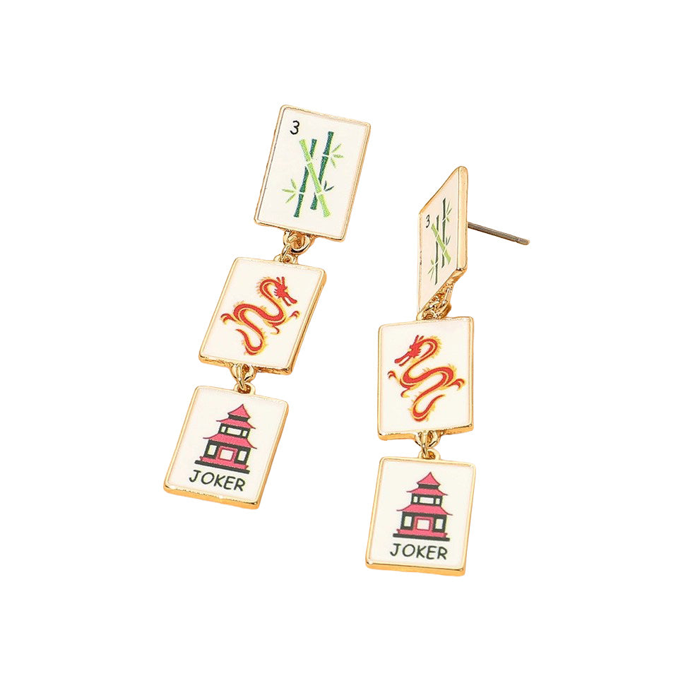 Mahjong Triple Tile Drop Earring