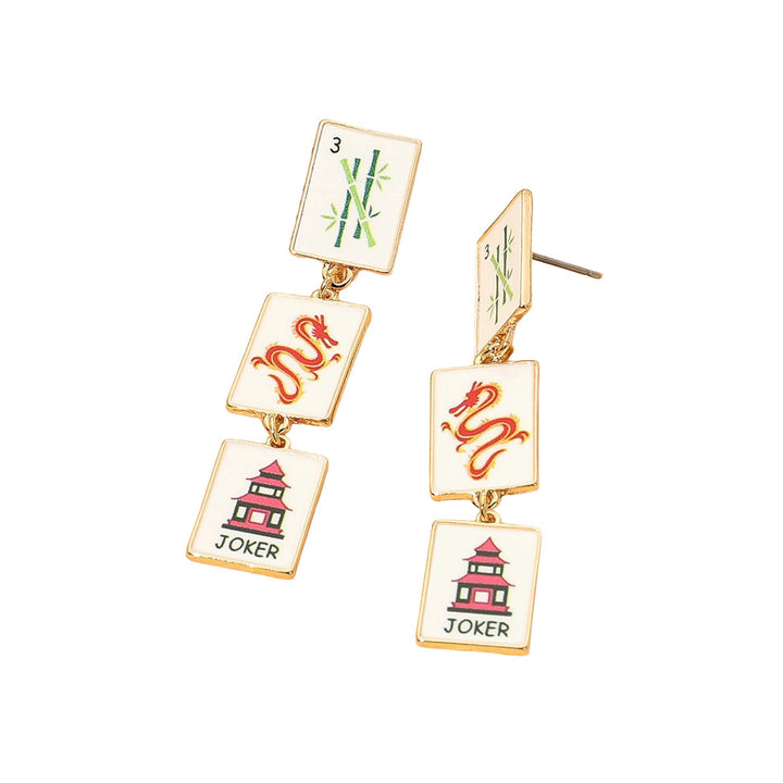 Mahjong Triple Tile Drop Earring
