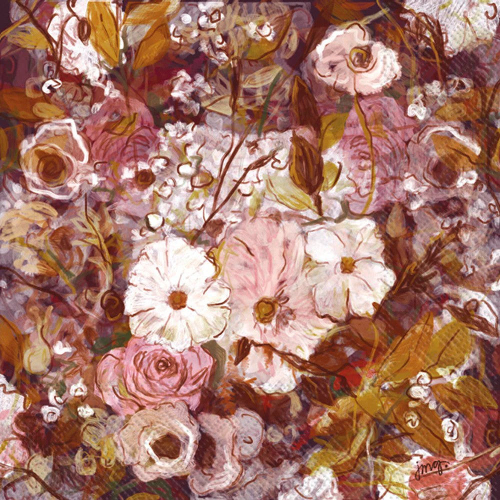 Mauve Floral Cocktail Napkin