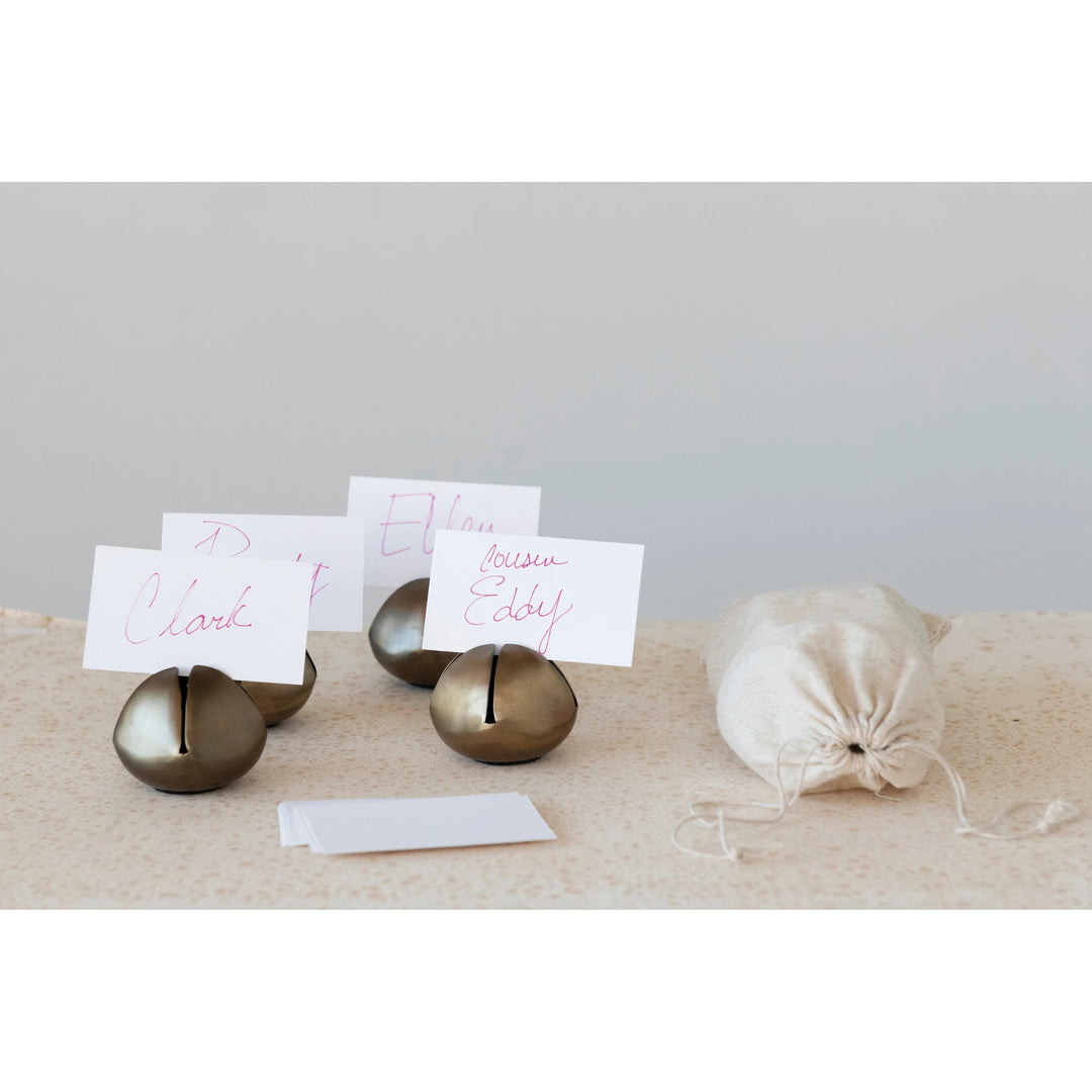 Metal Bell Place Card Holders Set/4