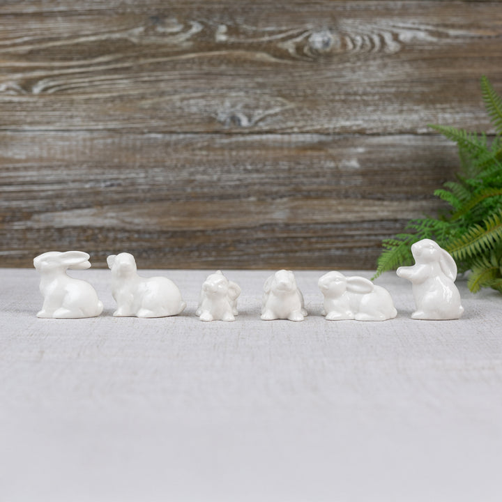 Mini Ceramic Bunnies, Set of 6