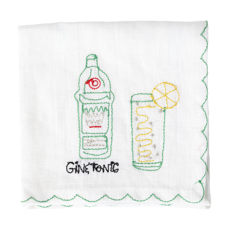 Mixed Drink Embroidered Cocktail Napkin Set