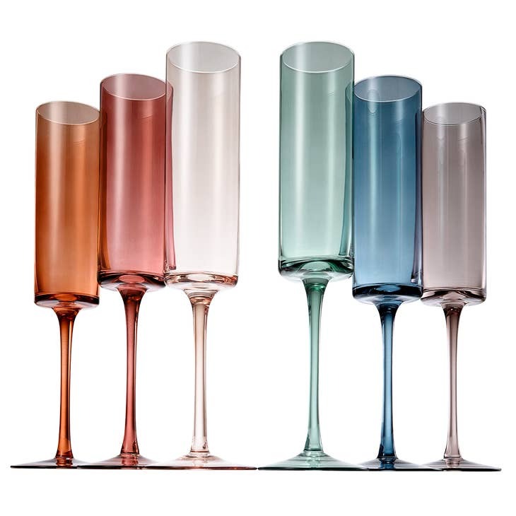 Muted Rainbow Champagne Flute Set/6