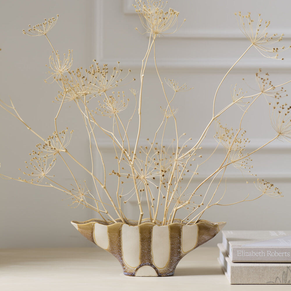 Nadia Striped Scalloped Vase