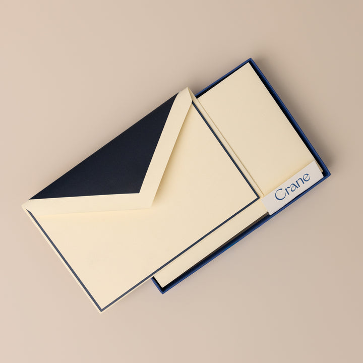 Navy Border Ecru Card Set